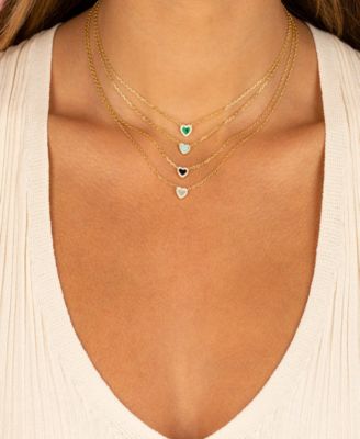 By Adina Eden Mini Pave Colored Gemstone Heart Pendant Necklace 10290₽