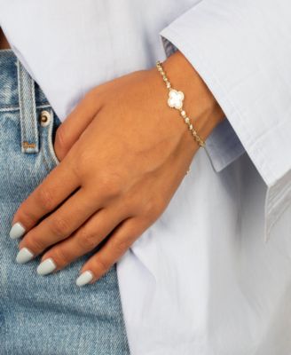 By Adina Eden Pave Outline Four Leaf Clover Cubic Zirconia Bracelet 12890₽