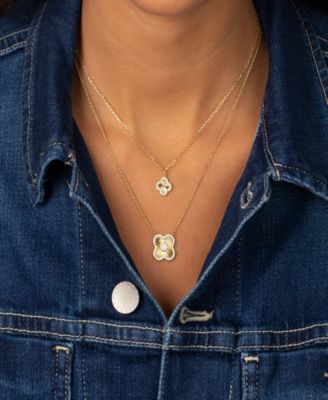 By Adina Eden Pave Outlined Ridged Clover Pendant Necklace