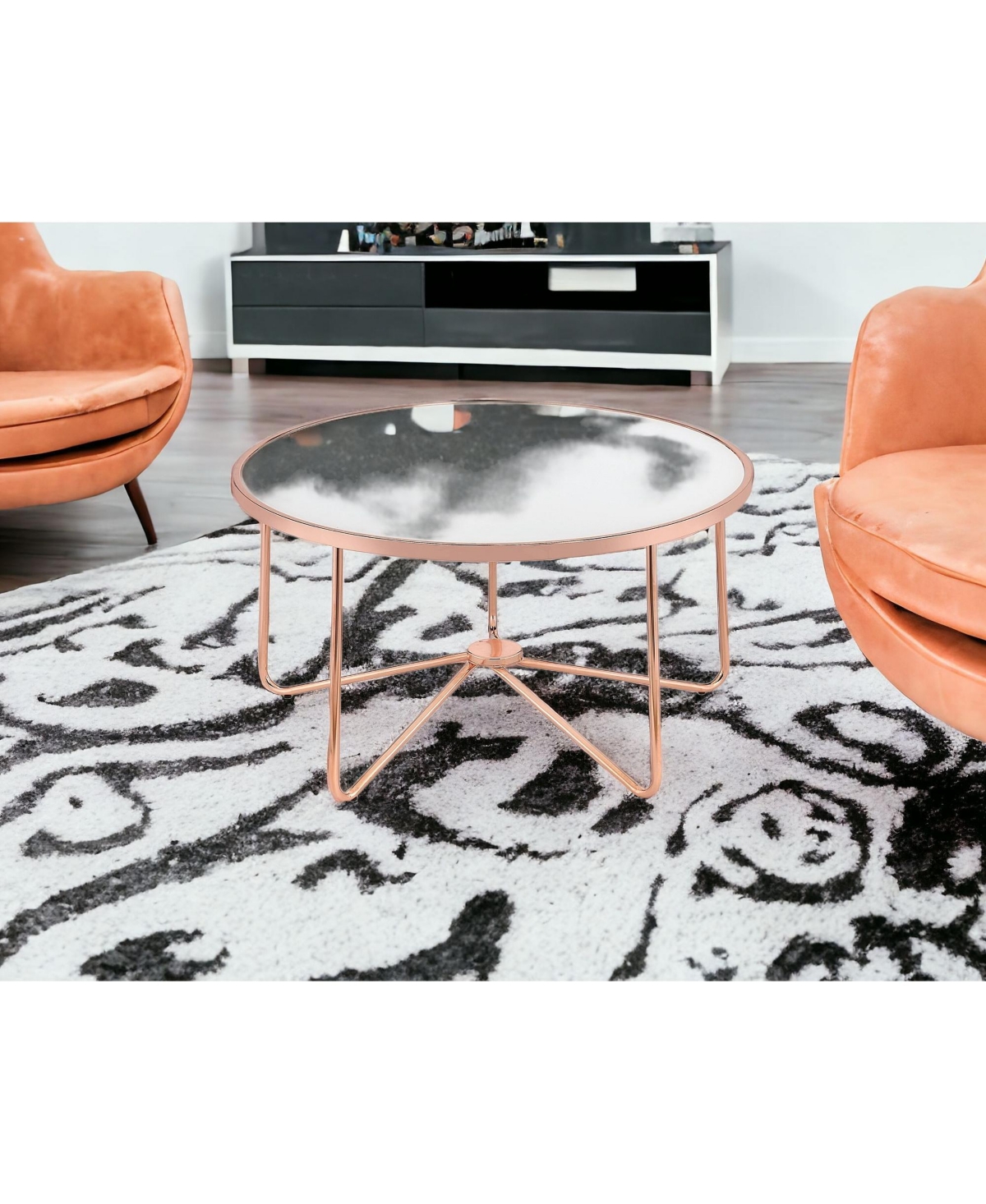 Frosted Glass and Rose Gold Coffee Table for Modern Living Room Decor