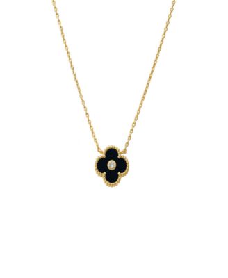 By Adina Eden Cubic Zirconia Bezel Colored Stone Clover Pendant Necklace 10490₽