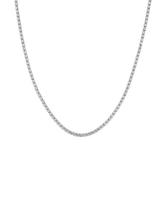 By Adina Eden Classic Thin Tennis Necklace - Silver