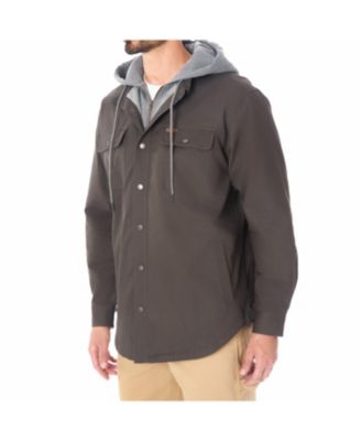 Smith's Workwear Men's Sherpa-Lined Hooded Stretch-Canvas Snap Shirt-Jacket