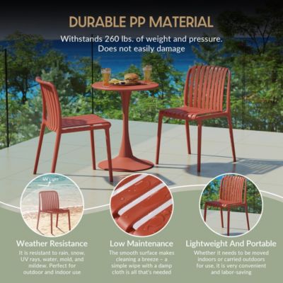 Outdoor Stackable Polypropylene Plastic Dining Side Chairs Set of 2
