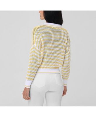525 Женский свитер поло с открытой строчкой в полоску Kimberly Stripe