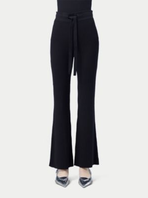 Women's Drawstring Ribbed Cotton Silk Cashmere Blend Flares