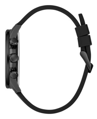 Men's Multi-Function Black Silicone Watch, 44mm