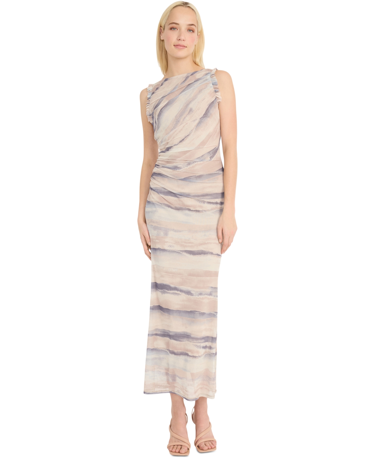 Women's Boat-Neck Sleeveless Bodycon Dress - Ivorygray