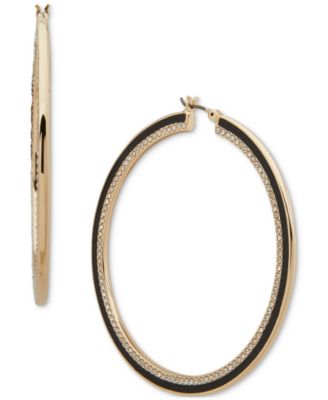 KARL LAGERFELD PARIS - Gold-Tone Medium Pav&eacute; & Color Hoop Earrings, 2"