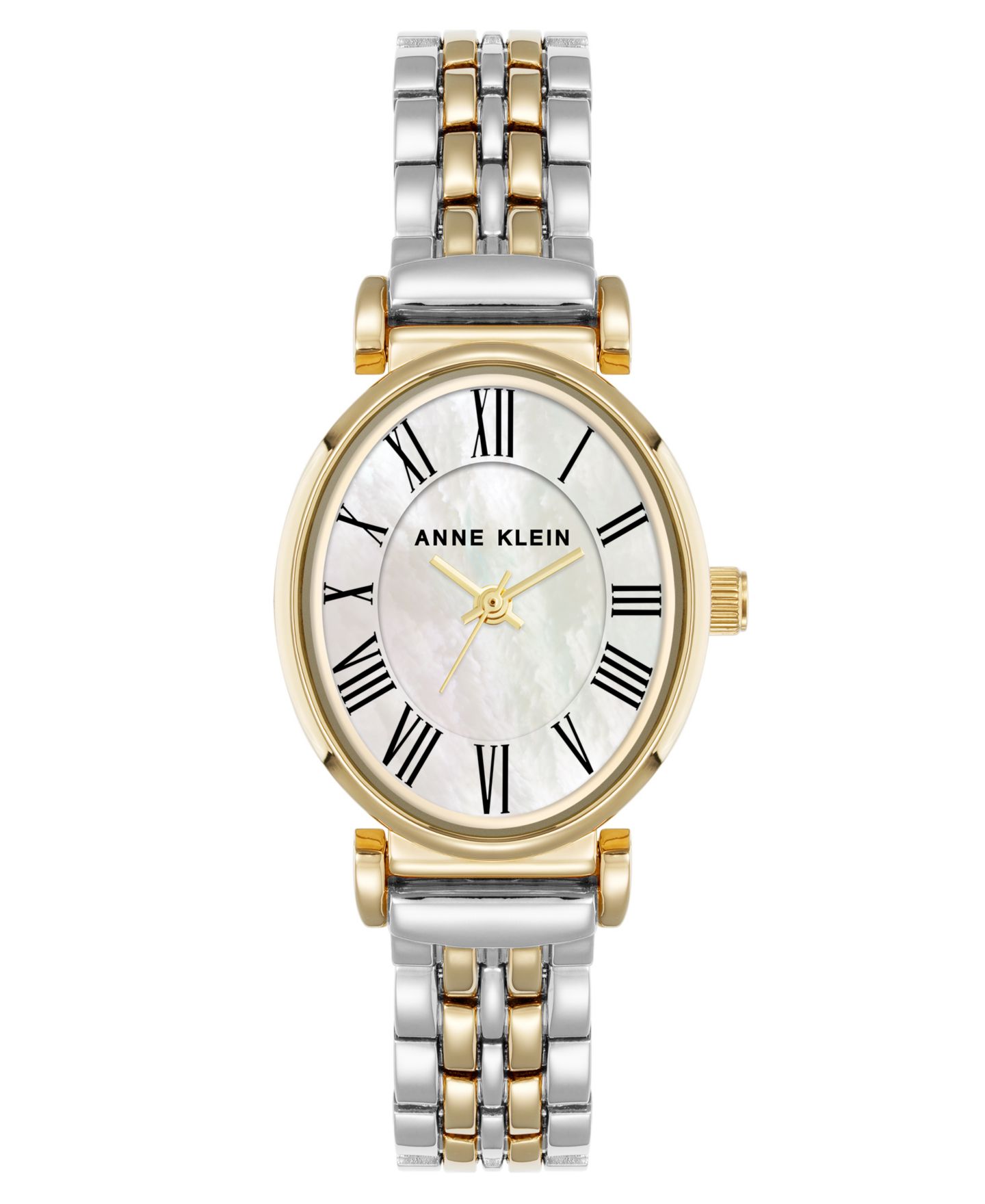 Женские часы Anne Klein Quartz Contemporary Oval Two-Tone Metal Alloy Bracelet Watch, 25mm — фото 1