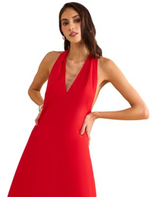 Women's Cotton Tie-Back Halter Maxi Dress