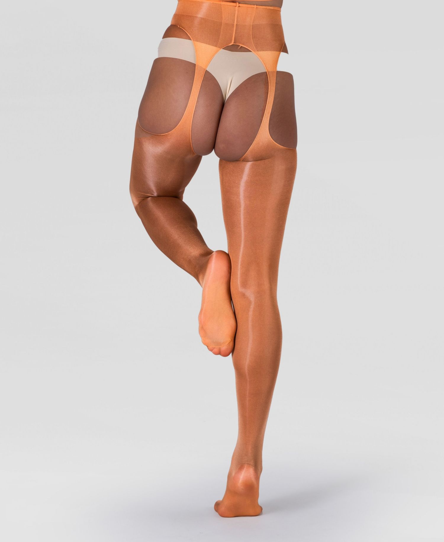 Women's Lustrous Silky Shiny Sheer Suspender Crotchless High-Waist Pantyhose Tights