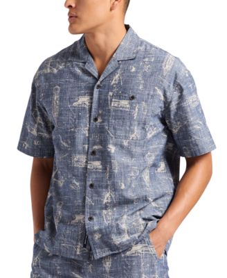Mens Sonix Relaxed-Fit Nautical-Print Button-Down Camp Shirt 9890₽