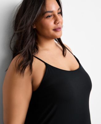 Women's Solid Shelf-Bra Chemise