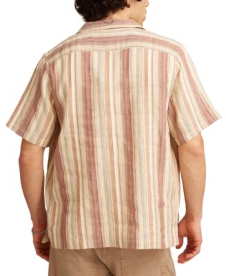 Мужская лагерная рубашка с коротким рукавом Dobby Stripe на пуговицах спереди от бренда Lucky