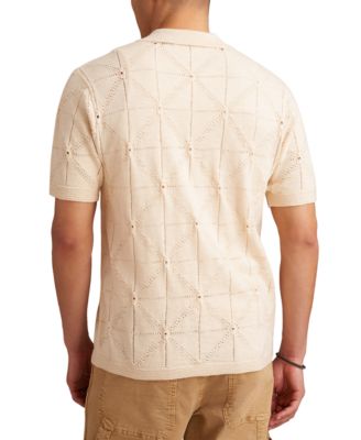 Мужской свитер с короткими рукавами и пуговицами спереди от бренда Lucky Brand