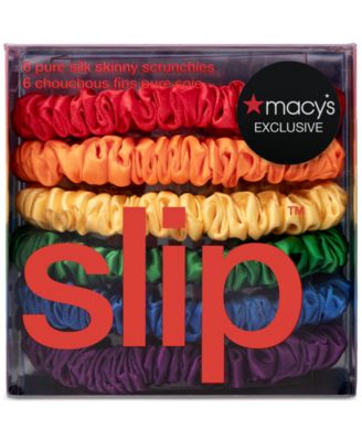 6-Pc. Rainbow Pure Silk Skinny Scrunchies, Exclusively at Macy's