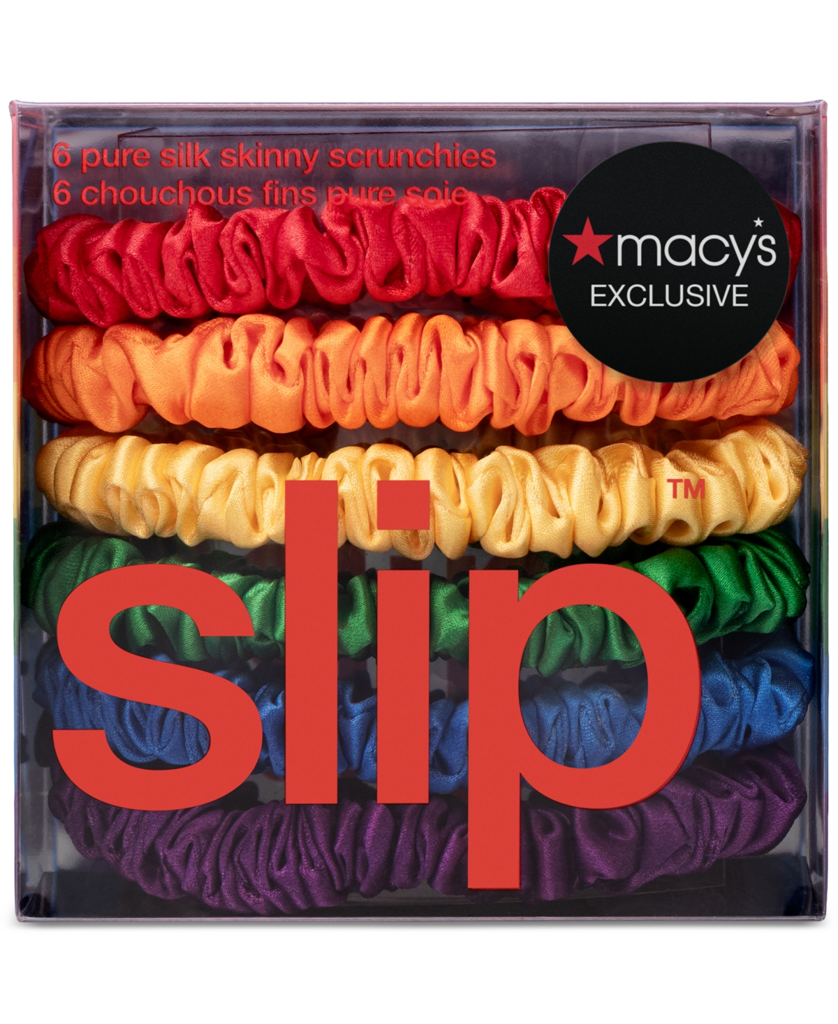 SLIP 6-PC. RAINBOW PURE SILK SKINNY SCRUNCHIES, EXCLUSIVELY AT MACY'S 