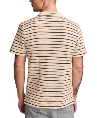 Мужская рубашка поло из вафельного трикотажа в полоску с коротким рукавом от бренда Lucky  