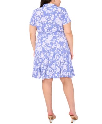 Платье-рубашка с коротким рукавом и завязкой на талии с принтом MSK Plus Size
