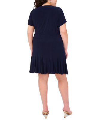 Платье в складку с круглым вырезом и коротким рукавом MSK Plus Size