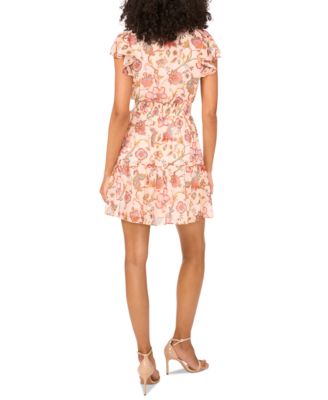 Миниатюрное платье с развевающимися рукавами и присборенной талией от MSK с цветочным принтом