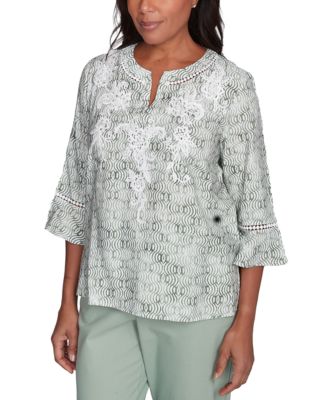 Вышитый топ с расклешенными рукавами Alfred Dunner Petite Santa Fe