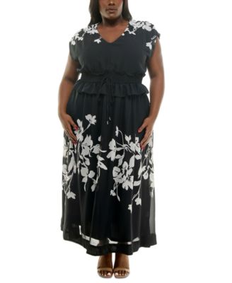 Макси-платье с V-образным вырезом и приталенной талией с принтом Taylor Plus Size