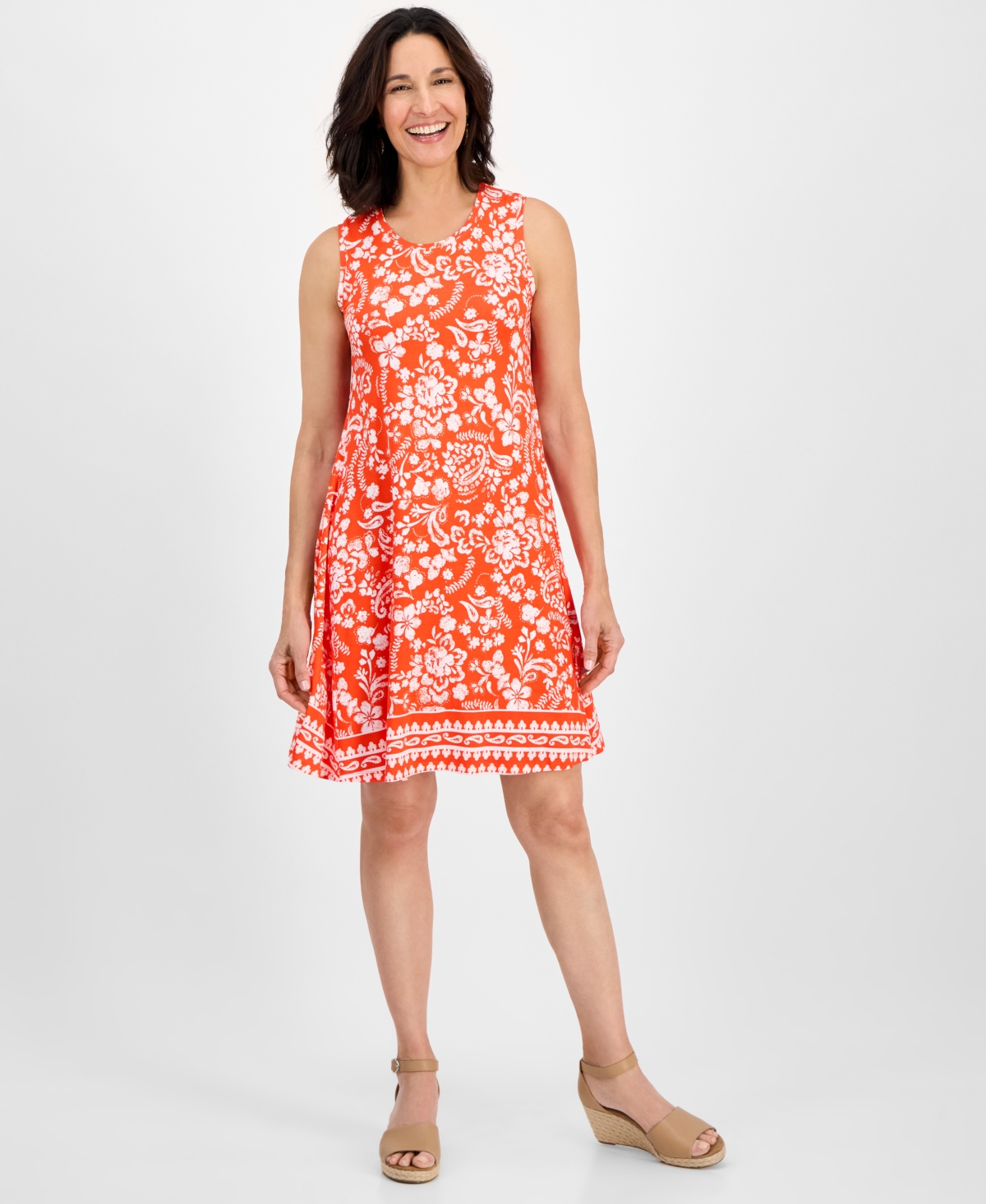 Style & Co Women's Printed Sleeveless Flip-flop Dress, Exclusively At Macy's