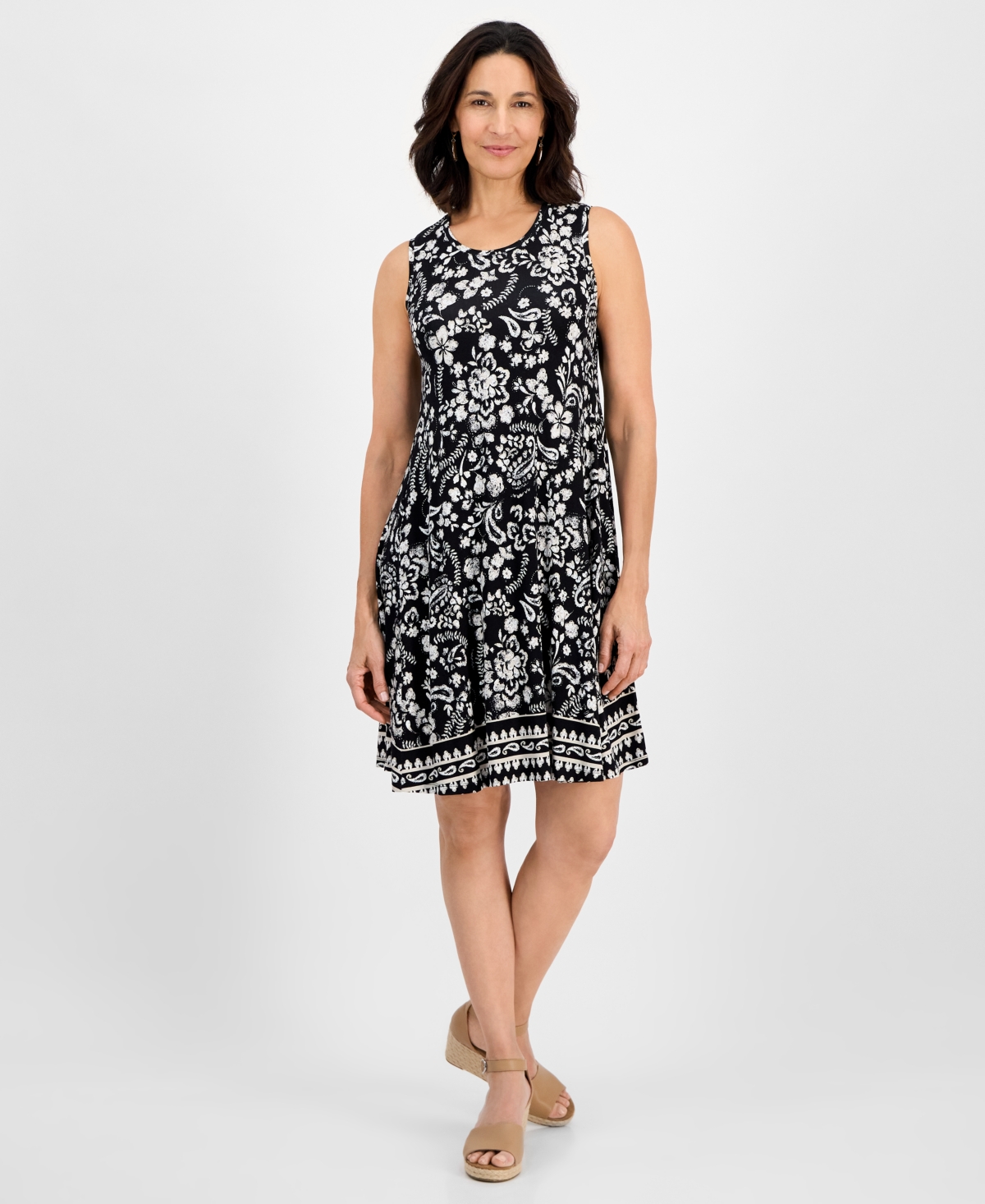 STYLE & CO WOMEN'S PRINTED SLEEVELESS FLIP-FLOP DRESS, EXCLUSIVELY AT MACY'S 