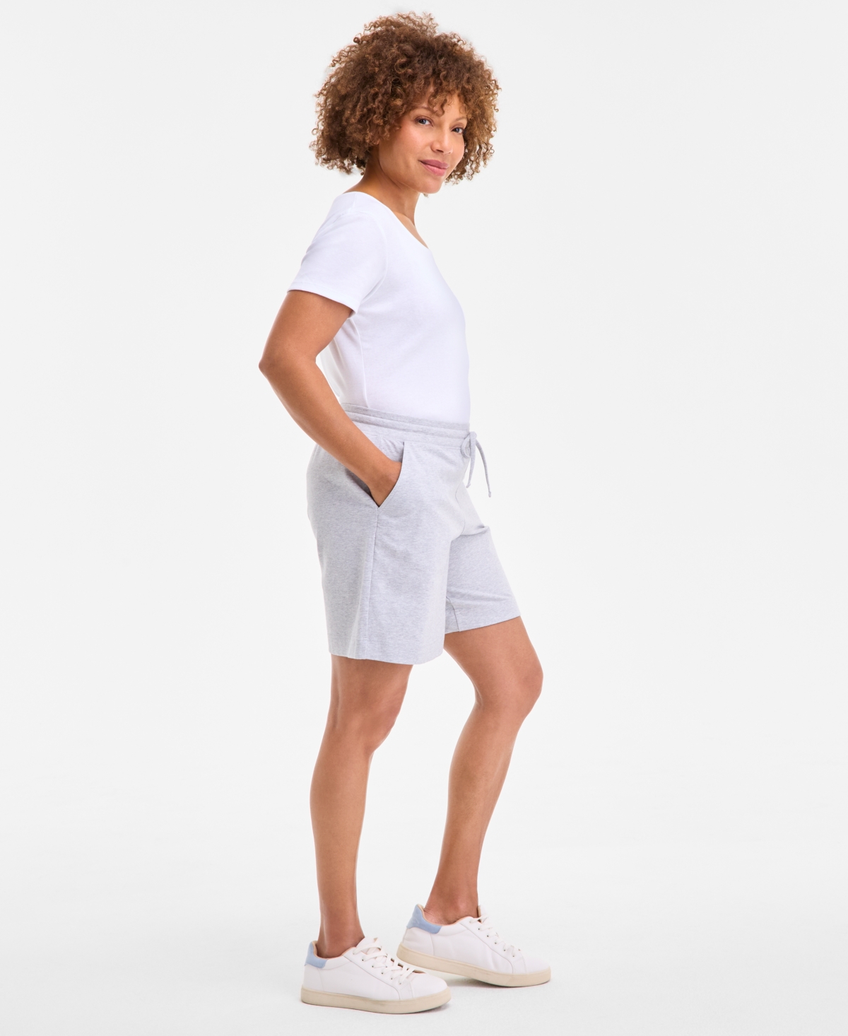 STYLE & CO WOMEN'S MID RISE SWEATPANT SHORTS, CREATED FOR MACY'S 