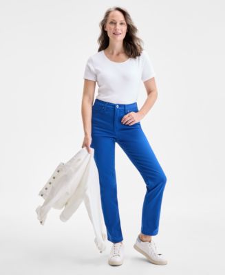 Style & Co Women's Straight-Leg High Rise Twill Pants