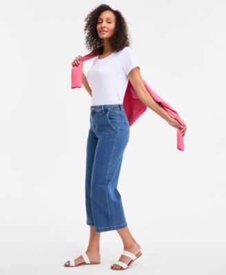 Women's High-Rise Wide-Leg Crop Jeans, Created for Macy's