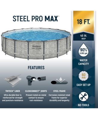 Steel Pro MAX 18'x48" Round Above Ground Swimming Pool with Pump & Cover