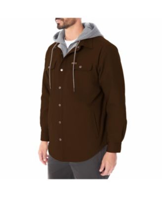Smith's Workwear Men's Sherpa-Lined Hooded Stretch-Canvas Snap Shirt-Jacket