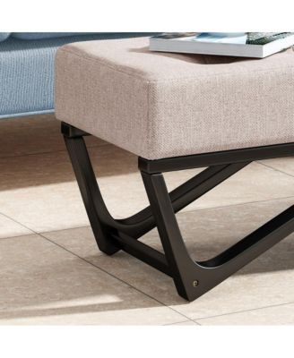 Upholstered Bench with Black Geometric Legs and Modern Bentwood Frame for Living Room or Bedroom