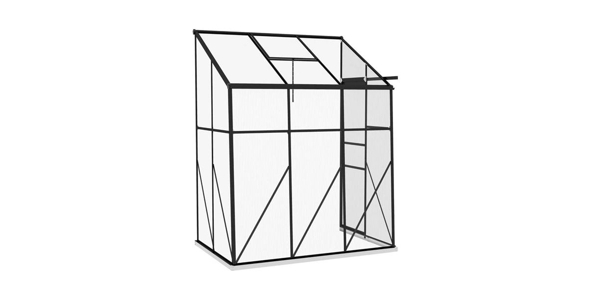 Durable Polycarbonate Lean-to Greenhouse for Outdoor Gardening - Black
