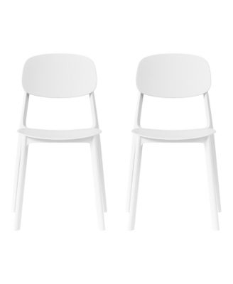 Modern Stackable Polypropylene Plastic Patio Dining Chair Set of 2