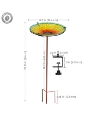 Deck-Mounted/Staked Glass Bird Bath - 10.5” Diameter