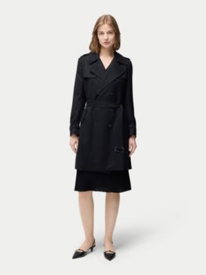 Women's Double Breasted Cashmere Trench Coat Black