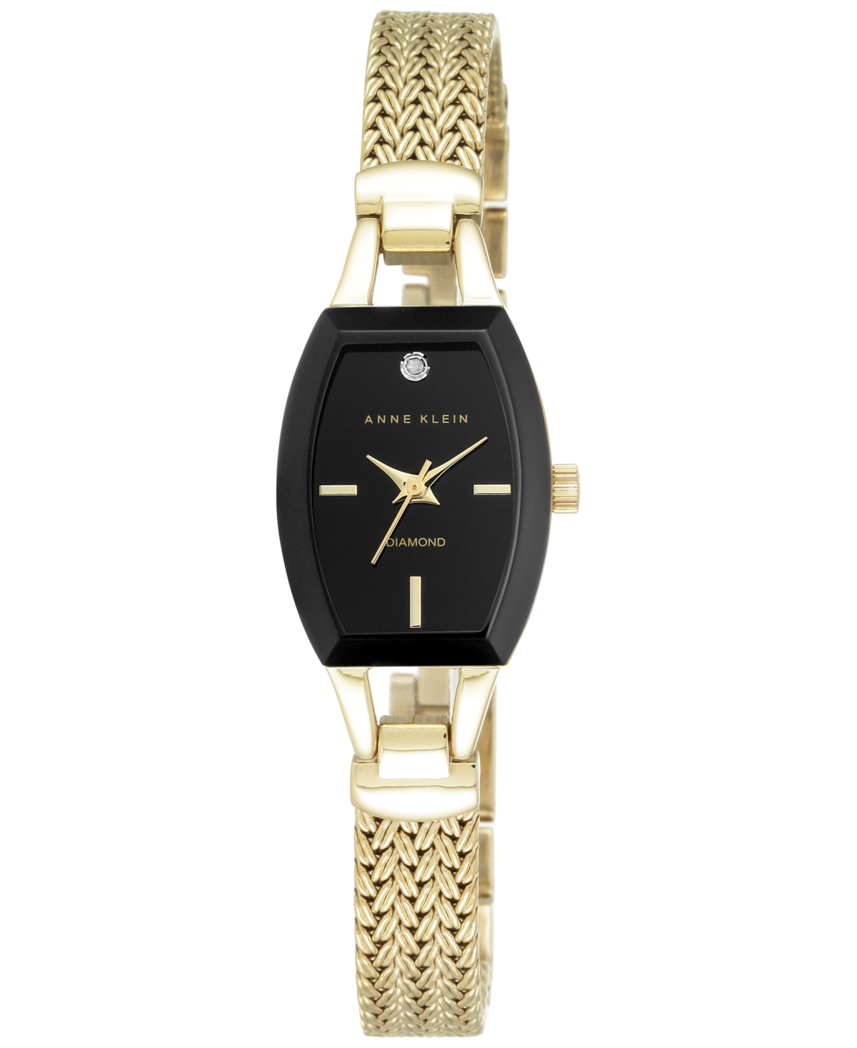 Anne Klein Women's Black Gold-tone Mesh Bracelet Watch 19mm Ak-2184bkgb