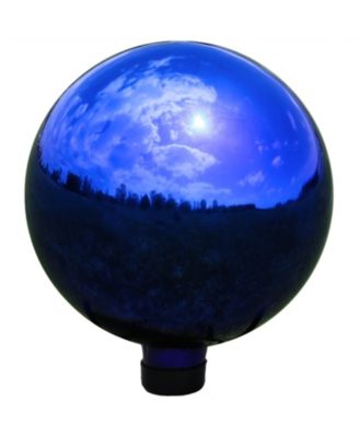 Sunnydaze Decor - Reflective Mirrored Garden Gazing Globe Ball with Stemmed Bottom and Rubber Cap, 10" Diameter Blue