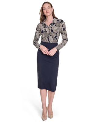 Women's Printed Long-Sleeve Knit Blouse