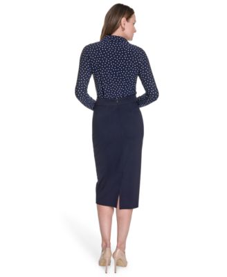 Women's Dot-Print Long-Sleeve Knit Blouse