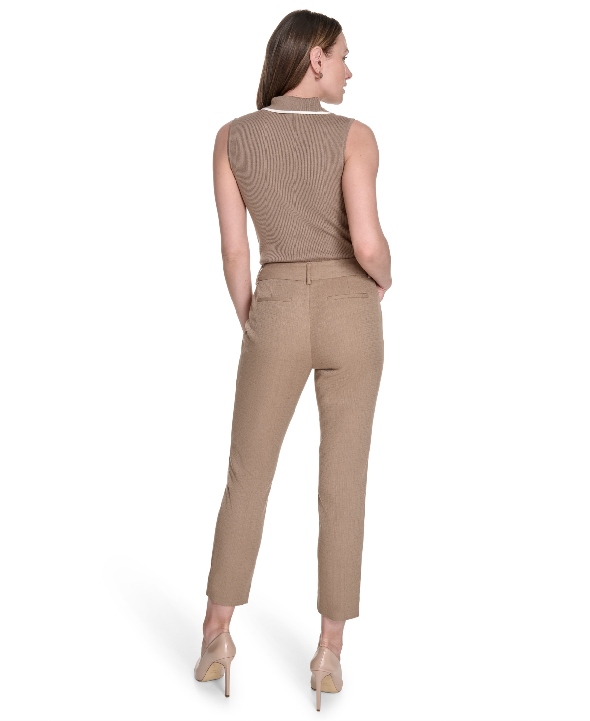 Tommy Hilfiger Women's Solid Mid-rise Slim-fit Ankle Pants In Brown