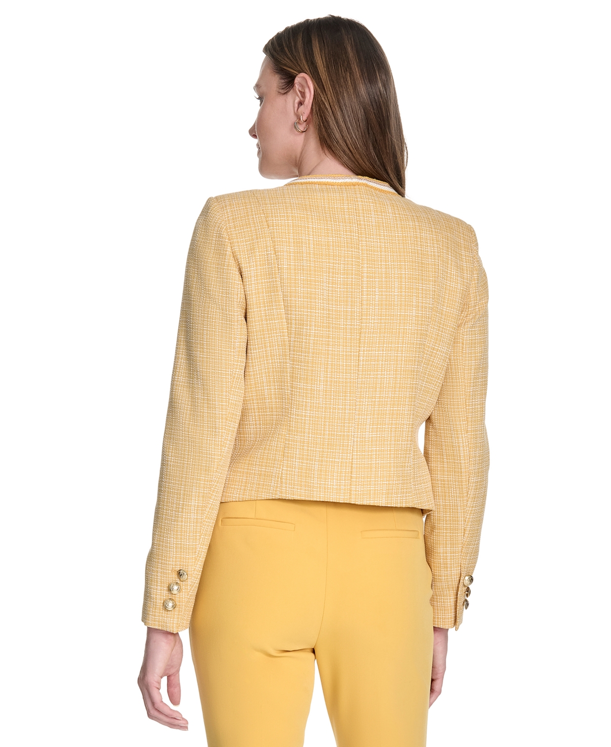 Tommy Hilfiger Women's Tweed Collarless Open-front Jacket