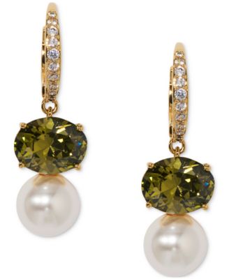 Eliot Danori Cubic Zirconia - Imitation Pearl Drop Earrings Exclusively at Macys 11390₽