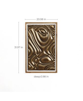Gold Metal Abstract Wood Framed 20"W x 32" H Wall Decor