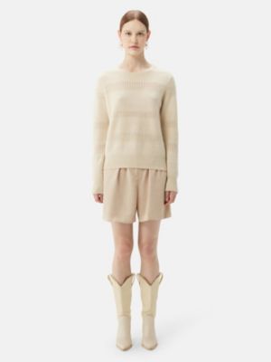 Женский кашемировый свитер с круглым вырезом и смешанным рисунком из кашемира Gobi Cashmere