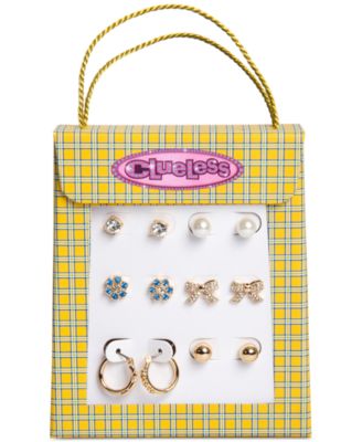 Gold-Tone 6-Pc. Set Mixed Stone Stud & Hoop Earrings